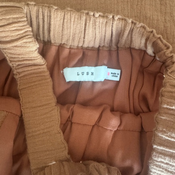 Lush Tan and Rust Ruffle Dress - Picture 2 of 5